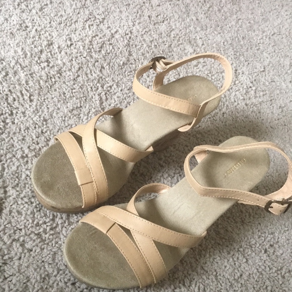Tan wedge sandals